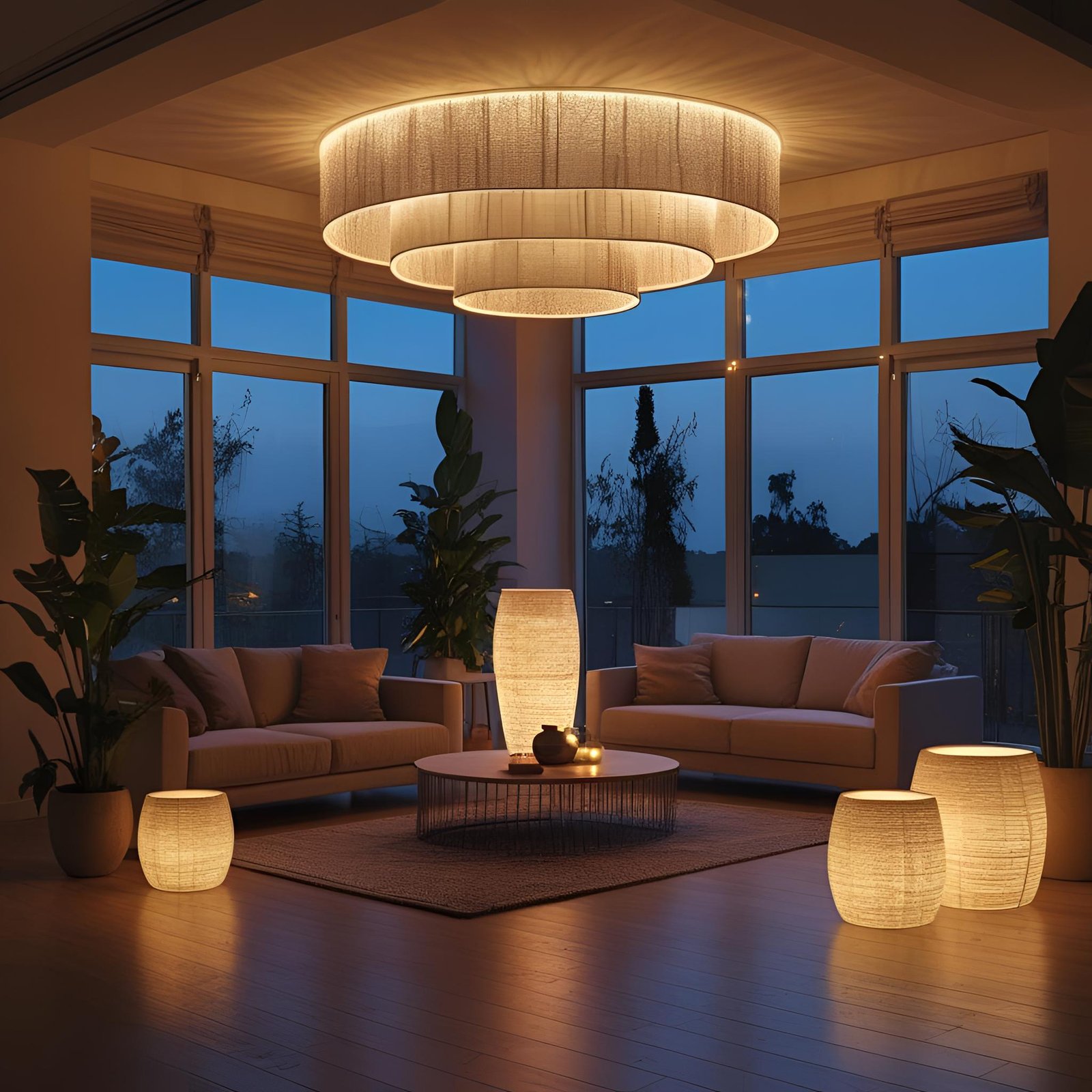 Warm ceiling lighting